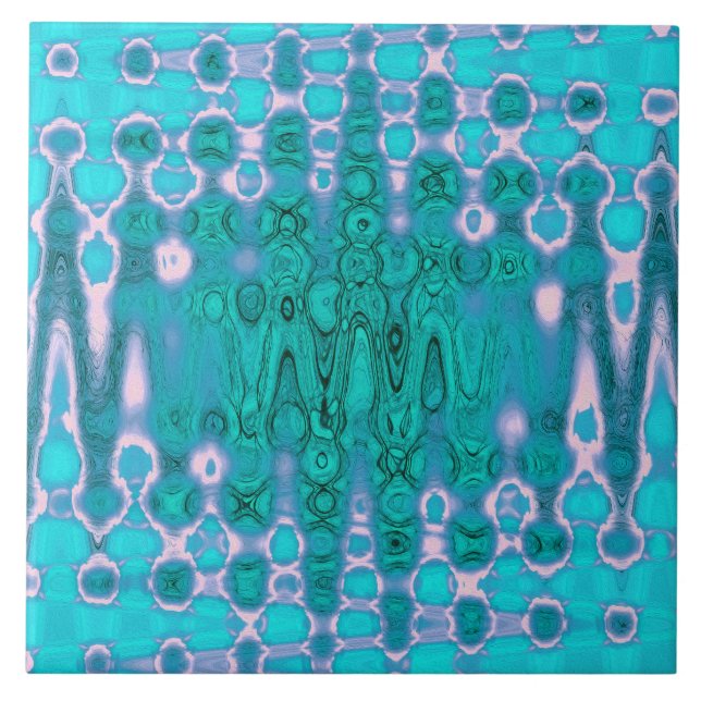 Abstrakt Aqua och Rosa Vågiga Tie Dye Moln Kakelplatta (Framsidan)