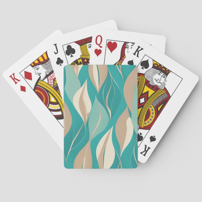 Abstrakt Aqua och Tan Lövs Casinokort (Baksidan)