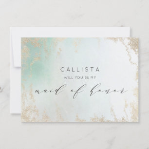 Abstrakt Aqua Ombre Fade med frostad Guld Glitter