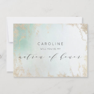 Abstrakt Aqua Ombre Fade med frostad Guld Glitter