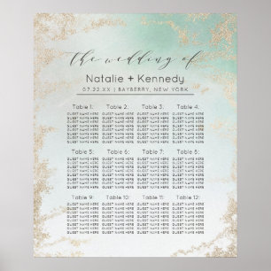 Abstrakt Aqua Ombre Fade med frostad Guld Glitter Poster
