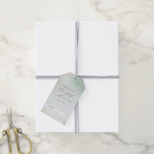 Abstrakt Aqua Ombre Fade med frostad Guld Glitter Presentetikett