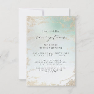 Abstrakt Aqua Ombre Fading med Frostad Guldglitter Inbjudningar