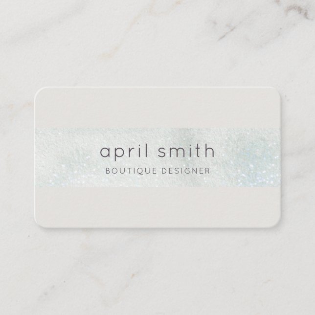 Abstrakt Aqua Silver Push Stoke Watercolor Shiny Visitkort (Framsida)