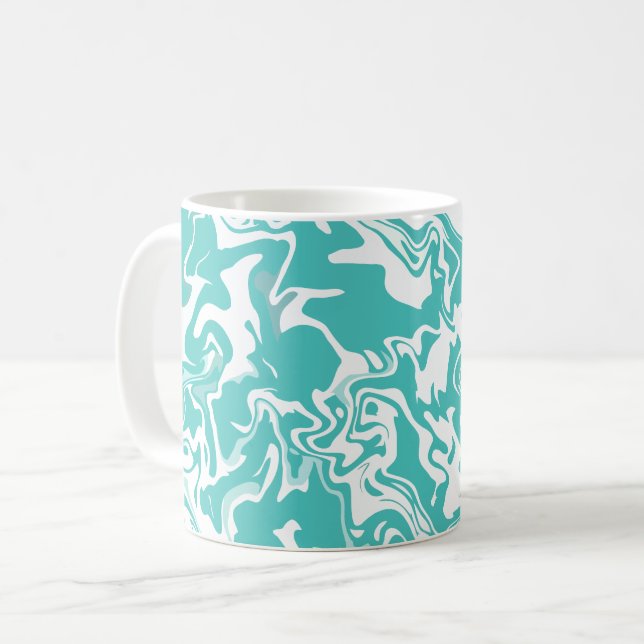 Abstrakt Aqua Virvel Design Kaffemugg (Framsida vänster)