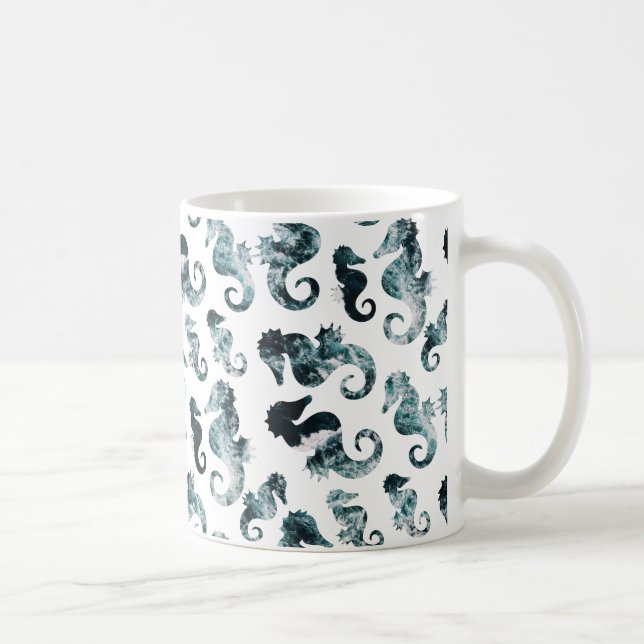 Abstrakt aquaseahorsesmönster kaffemugg (Höger)