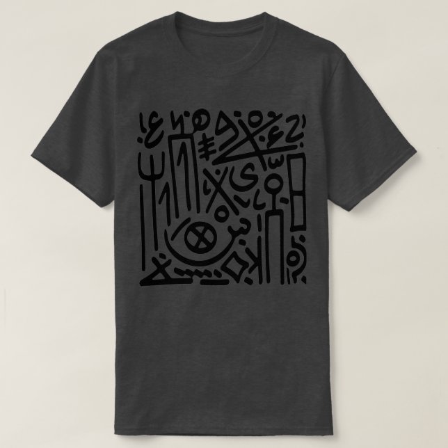 Abstrakt Arabiska brev Phoenician Yemenit Musnad T Shirt (Design framsida)