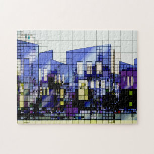 Abstrakt Architecture City Scape Blues Pussel