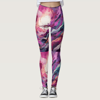 Abstrakt Aria: Swirling Sunset Leggings