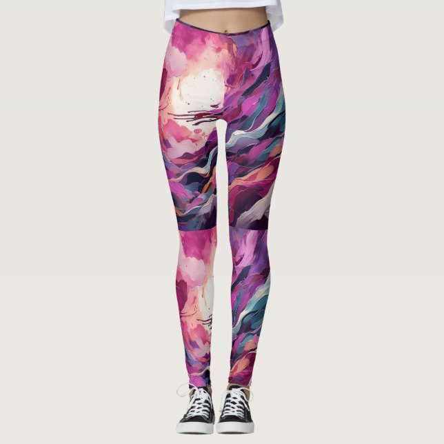 Abstrakt Aria: Swirling Sunset Leggings (Framsida)