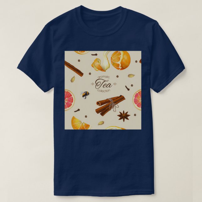 Abstrakt Aromatic Tea Mönster T Shirt (Design framsida)