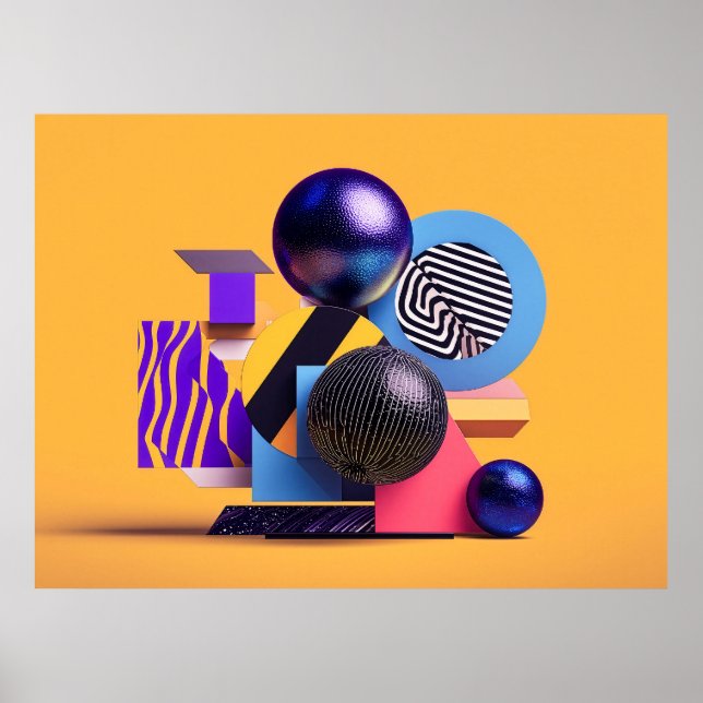 Abstrakt arrangemang med färgglada sfärer poster (Framsidan)