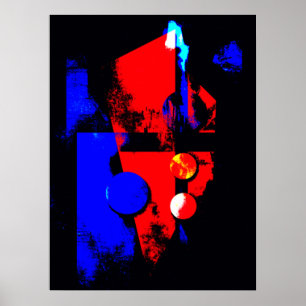 Abstrakt Art 008, röd, blå och svart Färger Poster