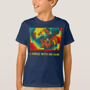 Abstrakt ART - A HORSE - blå röd gult T Shirt