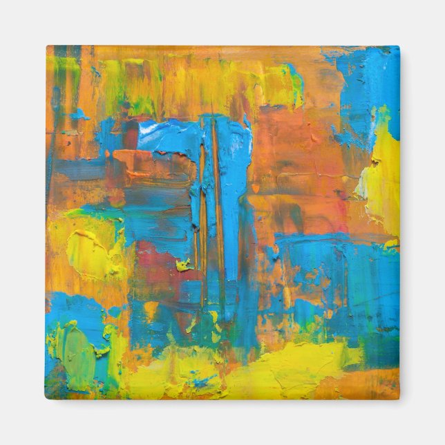 Abstrakt Art Abstrakt för flerfärgad Orange, akryl Magnet (Framsidan)