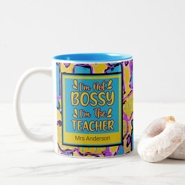 Abstrakt Art Acrylic Oil Funny Teacher Quote Coff Två-Tonad Mugg (Med munk)