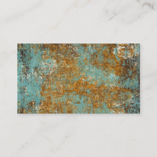 Abstrakt Art Affärskort Copper Patina Aqua Visitkort (Framsida)