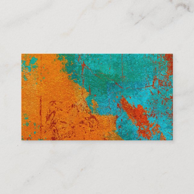 Abstrakt Art Affärskort Orange Red Blue-Grönt Visitkort (Framsida)