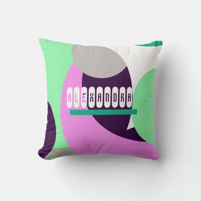 Abstrakt Art Alexandra Add Namn Cushion Pillow Kudde (Framsida)