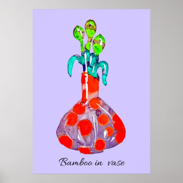 Abstrakt Art Bamboo Plant i Vas Poster (Framsidan)