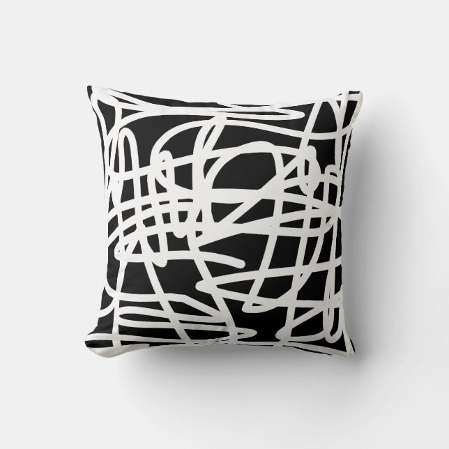 Abstrakt Art Black and White Dekorativ kudde Cushi (Framsida)