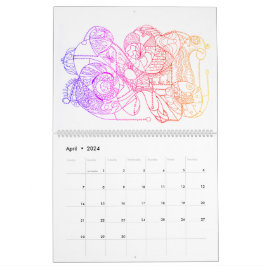 Abstrakt Art Black and White Drenched in Färg Kalender