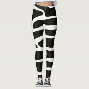 Abstrakt Art Black and White Yoga Leggings