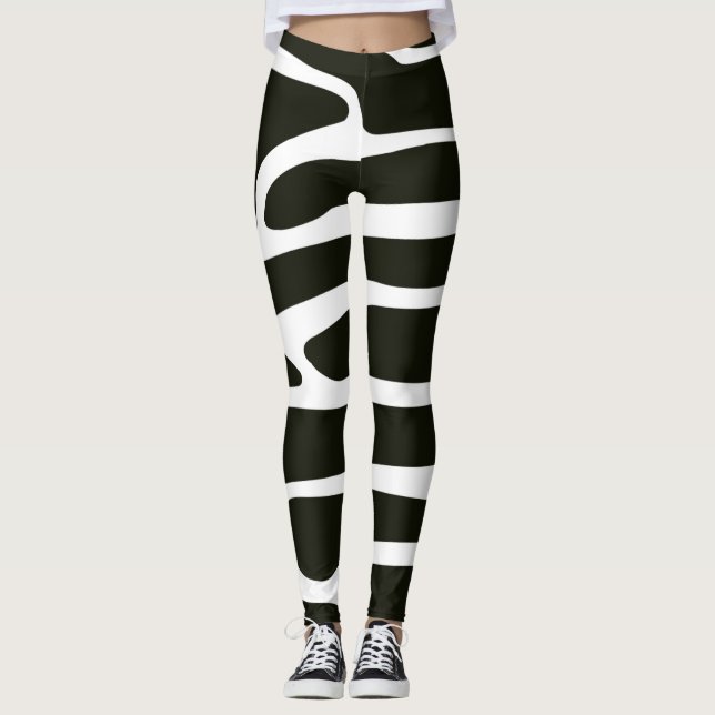 Abstrakt Art Black and White Yoga Leggings (Framsida)