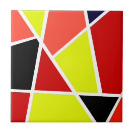 Abstrakt Art Black Gult Coral Minimalism Kakelplatta