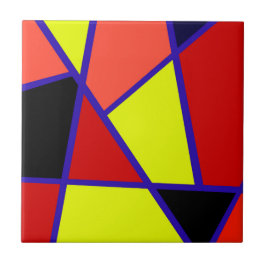 Abstrakt Art Black Gult Coral Minimalism Kakelplatta