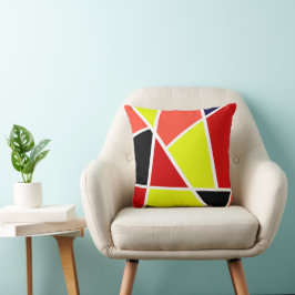 Abstrakt Art Black Gult Coral Minimalism Kudde