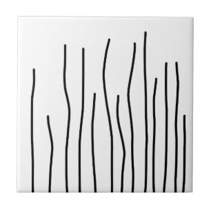 Abstrakt Art Black on White Linjer Minimalism Kakelplatta