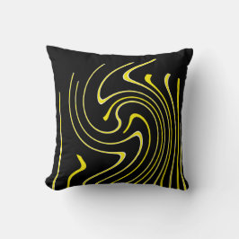 Abstrakt Art Black White Gult Linjer Minimalism Kudde