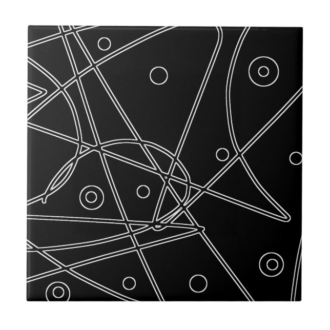 Abstrakt Art Black White Linjer Circles Minimalism Kakelplatta (Framsidan)