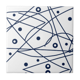 Abstrakt Art Black White Linjer Circles Minimalism Kakelplatta