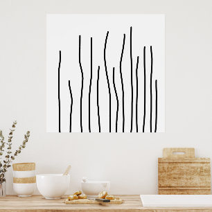Abstrakt Art Black White Linjer-minimalism Poster
