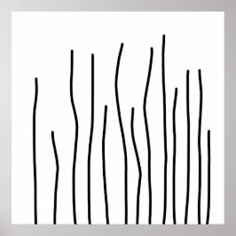 Abstrakt Art Black White Linjer-minimalism Poster