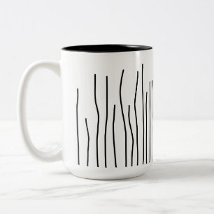 Abstrakt Art Black White Linjer-minimalism Två-Tonad Mugg