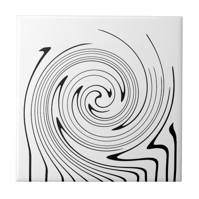 Abstrakt Art Black White Linjer Twirl-minimalism Kakelplatta (Framsidan)