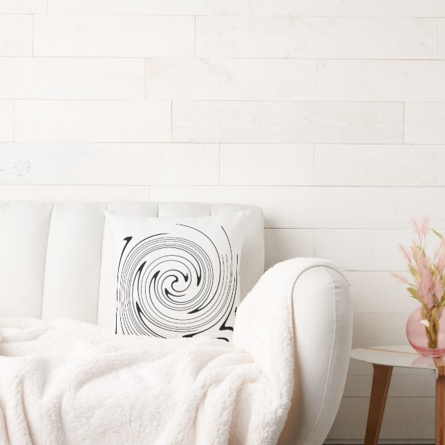 Abstrakt Art Black White Linjer Twirl-minimalism Kudde (Soffa)
