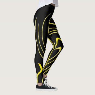 Abstrakt Art Black White Linjer Twirl-minimalism L Leggings