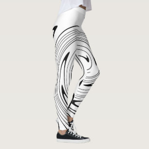 Abstrakt Art Black White Linjer Twirl-minimalism Leggings