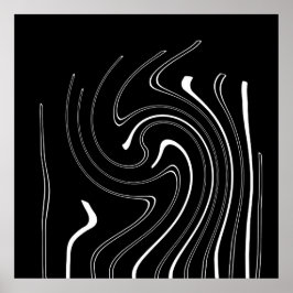 Abstrakt Art Black White Linjer Twirl Minimalism P Poster