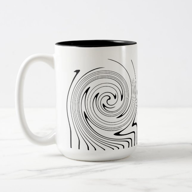 Abstrakt Art Black White Linjer Twirl-minimalism Två-Tonad Mugg (Vänster)