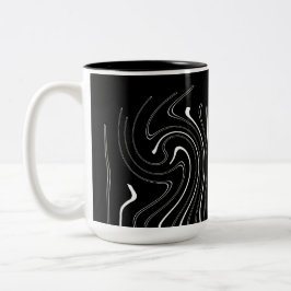 Abstrakt Art Black White Linjer Twirl-minimalism Två-Tonad Mugg