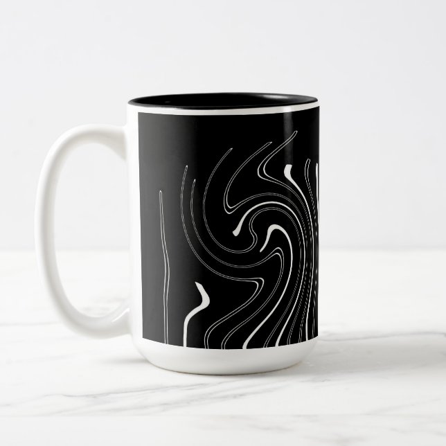 Abstrakt Art Black White Linjer Twirl-minimalism Två-Tonad Mugg (Vänster)