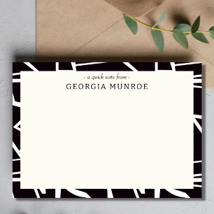 Abstrakt Art Black White Personlig Stationery Anteckningskort