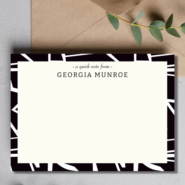 Abstrakt Art Black White Personlig Stationery Anteckningskort (Skapare uppladdad)