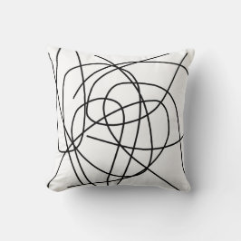 Abstrakt Art Black White Teckning Linjer - minimal Kudde