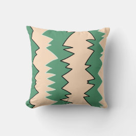 Abstrakt Art Blek Beige Coral Rosa Grönt Kudde